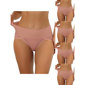 5 Packs Women's Hi-cut Ribbed High Waist Tummy Control Underwear, Available In Plus Size Multi-color