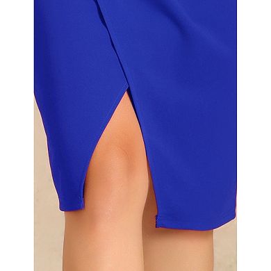 Boat Neck Dress for Women's Long Sleeves Ruched Wear to Work Split Sheath Dress