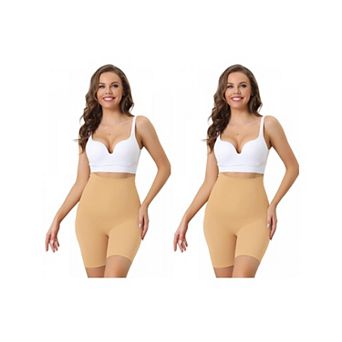 2 Packs Women's Tummy Control Knickers High Waisted Shapewear Shorts Underwear Slimming Pants