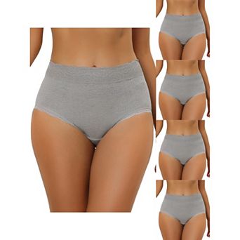 5 Packs Women's High Waist Underwear Tummy Control Comfortable Lace Trim Ribbed Panties