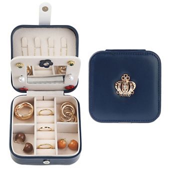 Travel Jewelry Box With Mirror Portable Jewelry Organizer Case Storage Display Holder For Women