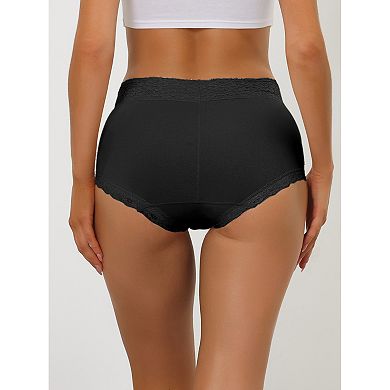 5 Packs Women's Cotton Underwear High-rise Lace Trim Tummy Control Full Coverage Brief Muti-color