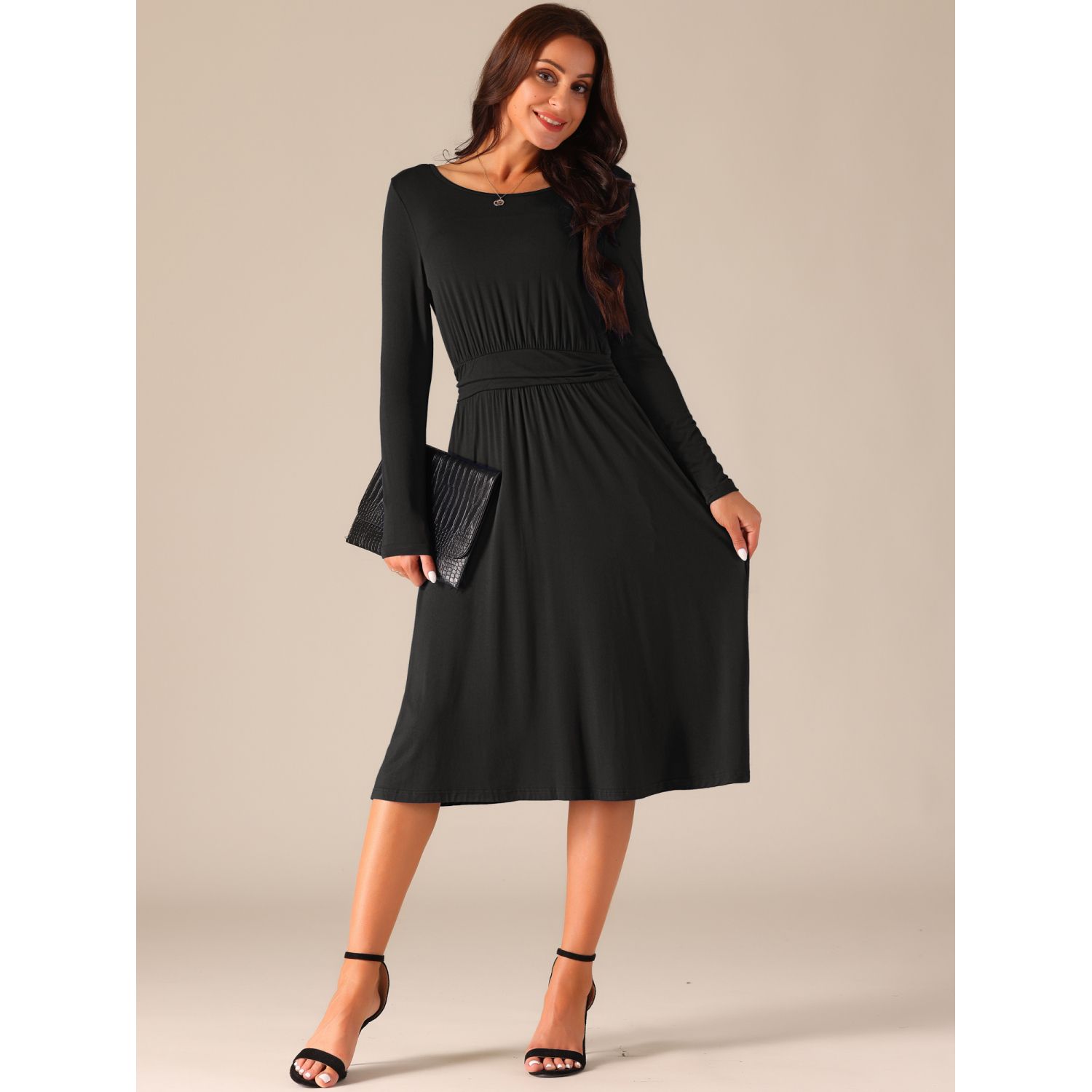 the ultimate muse high waist square neck midi dress Black Embellished Velvet Mini Dress main image 1