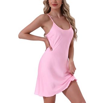 Womens Satin Nightgown Racerback Suspender Spaghetti Strap Camisole Pajama
