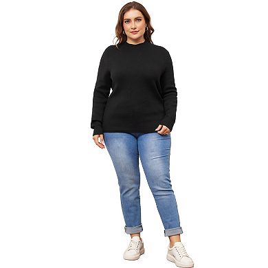 Plus Size Sweaters For Women Crewneck Long Sleeve Basic Casual Knit Pullover Tops