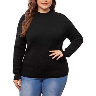 Plus Size Sweaters For Women Crewneck Long Sleeve Basic Casual Knit Pullover Tops