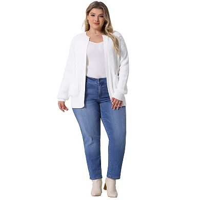 Plus Size Cardigan For Women Classic Long Sleeve Lightweight Sweaters With Pockets