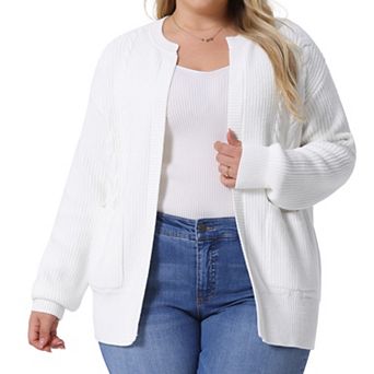 Plus Size Cardigan For Women Classic Long Sleeve Lightweight Sweaters With Pockets