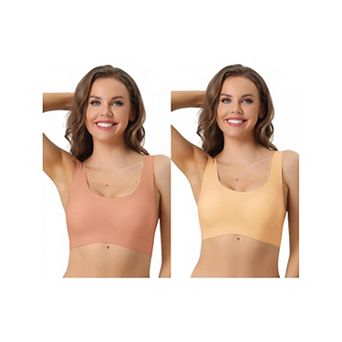 2 Packs Sports Bra For Women's, Wirefree Lightly Push Up Workout Yoga Sleep Comfort Bralette