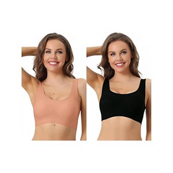 2 Packs Sports Bra For Women's, Wirefree Lightly Push Up Workout Yoga Sleep Comfort Bralette