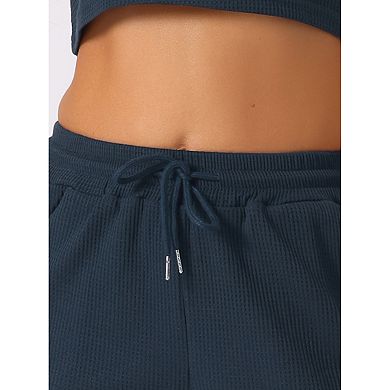 Womens 2 Piece Lounge Sets Pajama Short Waffle Tank Fashion Suit Hot Girl Sleeveless Loungewear