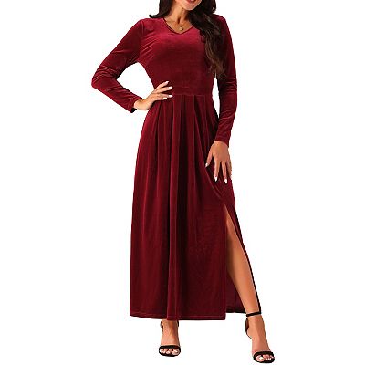 slim fit dress slacks Fitted V-Neck Long Sleeve Floor-Length Sequin Prom Dress with High Sli –  The Dress Outlet main image 0