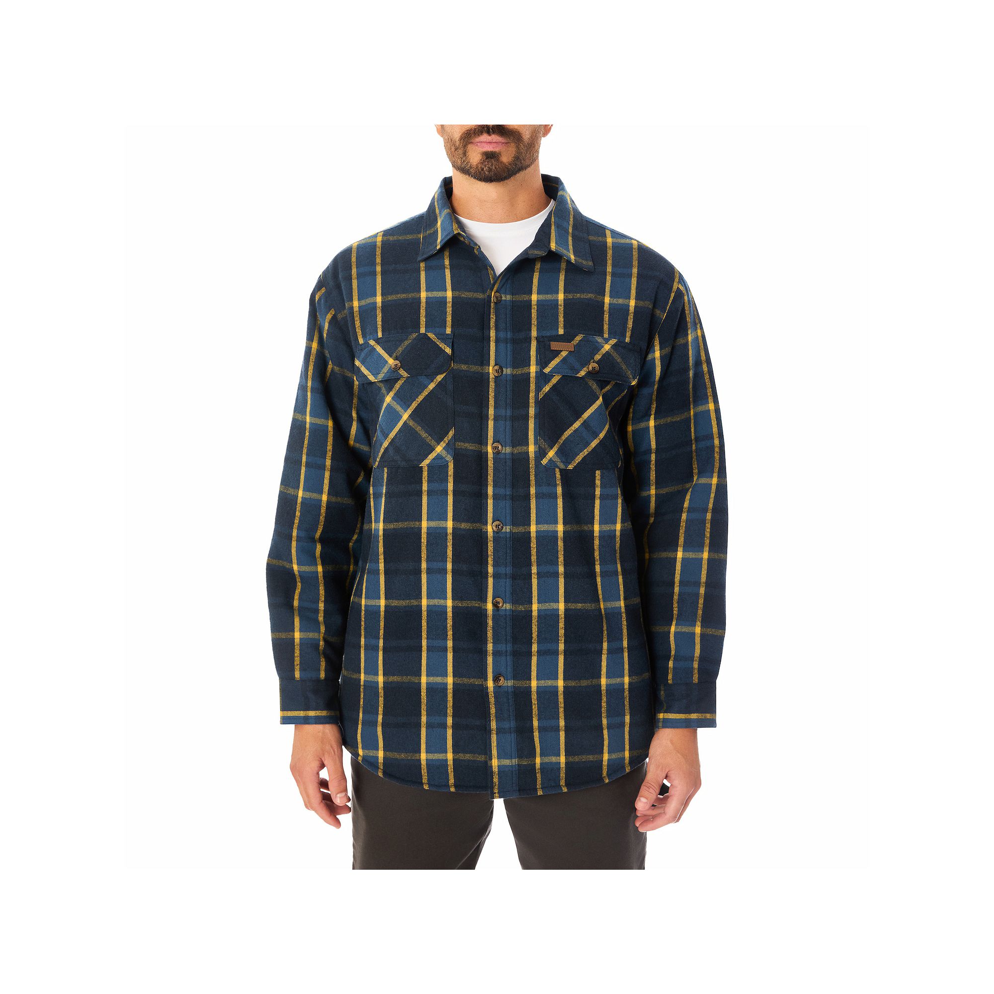 Mens Smiths Workwear Faux Sherpa Lined Flannel Shirt Jacket, Size: Medium