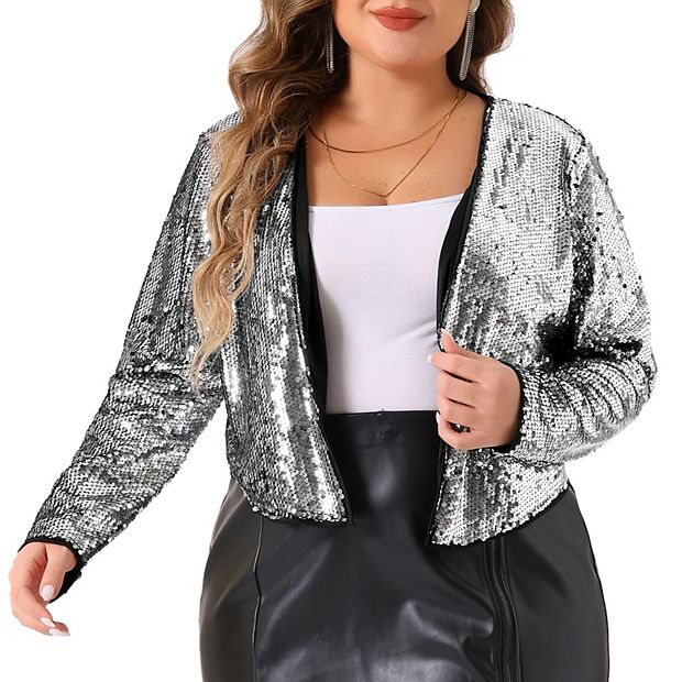 Plus size sequin cardigan long best sale