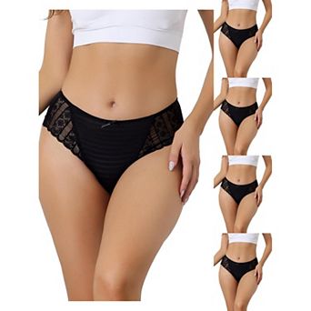 5 Packs Women's Lace Panties Mid-waist Full Coverage Stretchy Briefs Thin Breathable Knickers