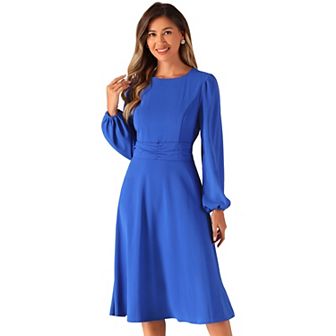 Flowy Maxi Dresses For Women's Lantern Long Sleeves Keyhole Autumn Winterparty Gown Dress