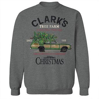 Men's Tree Farm Sign National Lampoon's Christmas Vacation Graphic Fleece Crew Sweatshirt