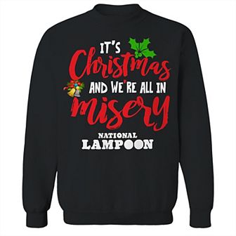 Men's Christmas Misery National Lampoon's Christmas Vacation Graphic Fleece Crew Sweatshirt