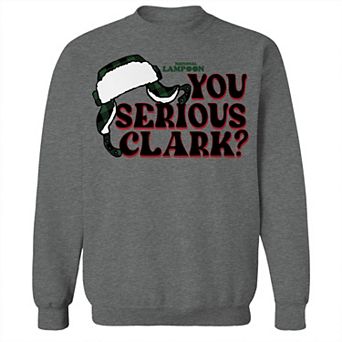 Men's You Serious Clark Black National Lampoon's Christmas Vacation Graphic Fleece Crew Sweatshirt