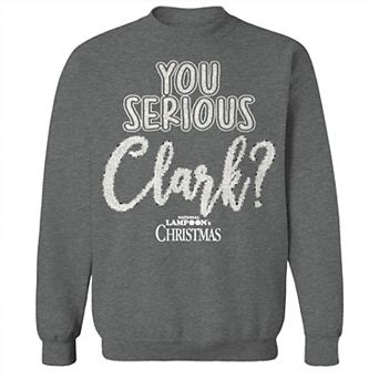 Men's You Serious Clark White National Lampoon's Christmas Vacation Graphic Fleece Crew Sweatshirt
