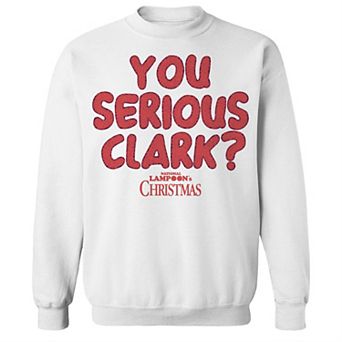 Men's You Serious Clark Red National Lampoon's Christmas Vacation Graphic Fleece Crew Sweatshirt