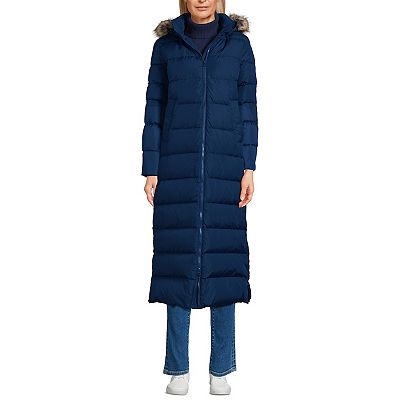 Petite Lands' End Wide Channel 600 Down Puffer Long Maxi Coat
