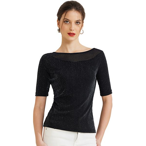 ELAN Womens Gray Long Sleeve Boat Neck Top main image 1