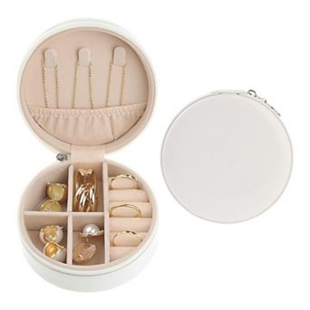 Travel Jewelry Box For Women Small Portable Pu Leather Jewelry Organizer Case Storage Display Holder