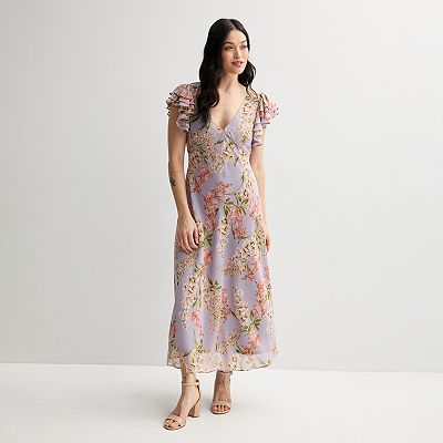 Women's Taylor V-Neck Flutter Sleeve Dress
