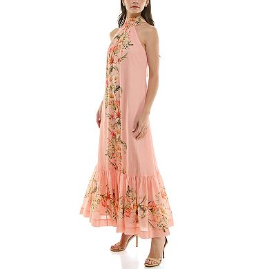 Women's Taylor Floral High Neck Ruffle Hem Dress