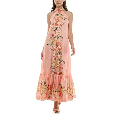 Women's Taylor Floral High Neck Ruffle Hem Dress