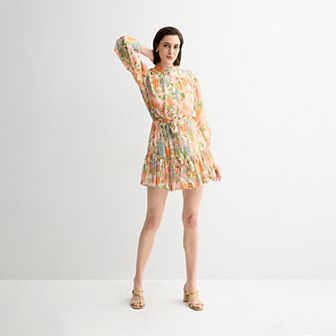 Women's Taylor Mandarin Collar Long Sleeve Shirt Dress