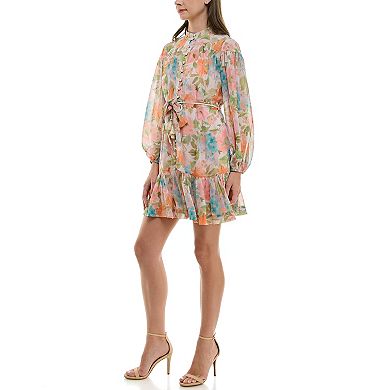 Women's Taylor Mandarin Collar Long Sleeve Shirt Dress