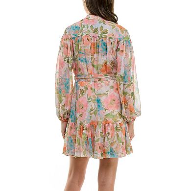 Women's Taylor Mandarin Collar Long Sleeve Shirt Dress