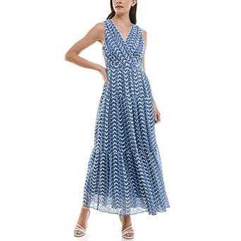 Women's Taylor Foldover V-Neck Embroidered Tiered Dress