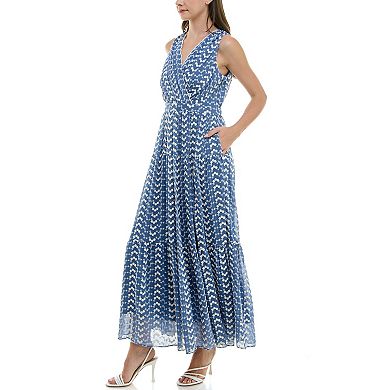 Women's Taylor Foldover V-Neck Embroidered Tiered Dress
