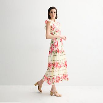 Women's Taylor Smocked Waist Flutter Sleeve Maxi Dress