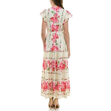 Women's Taylor Smocked Waist Flutter Sleeve Maxi Dress