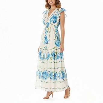 Women's Taylor Smocked Waist Flutter Sleeve Maxi Dress