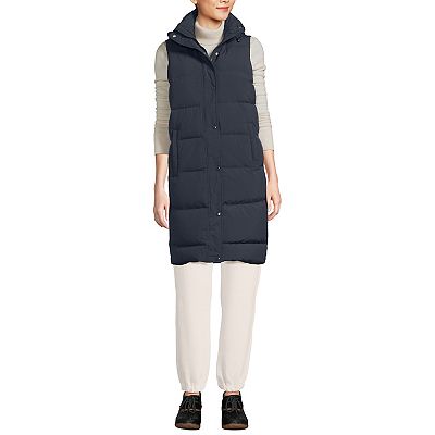 Women's Lands' End Wide Channel 600 Down Puffer Long Vest