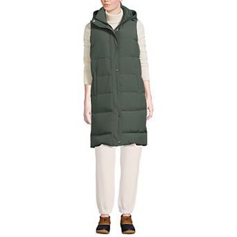 Women's Lands' End Wide Channel 600 Down Puffer Long Vest