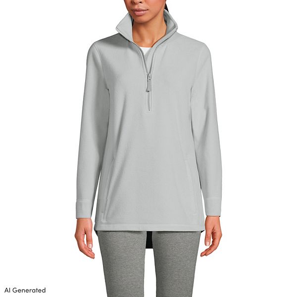 Womens Lands' End Quarter Zip Tunic Anyweather Fleece Pullover