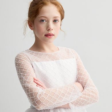 Girls 7-16 Bonnie Jean Lattice Communion Dress