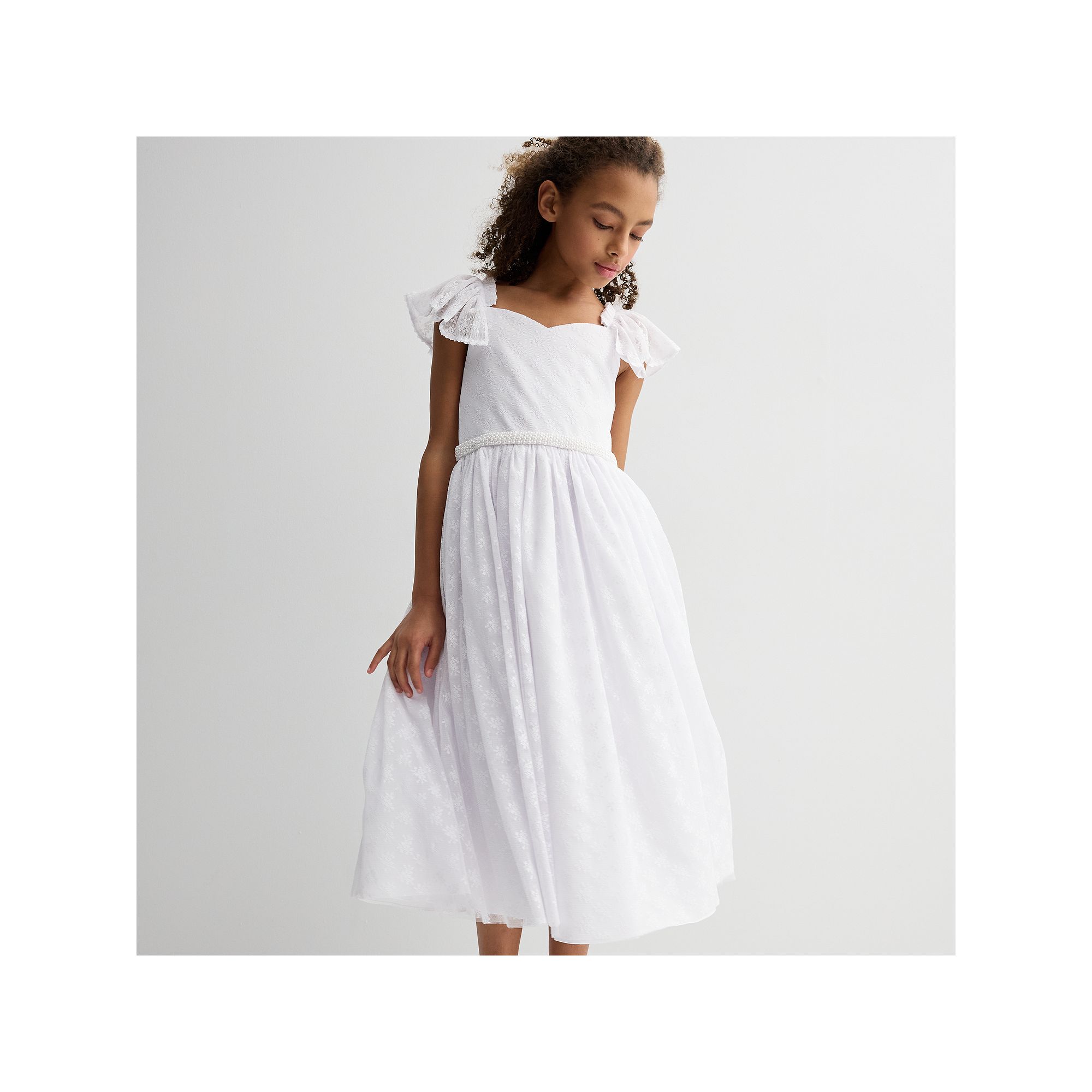 Girls 7-16 Bonnie Jean Lace Flutter Communion Dress, Girls, White