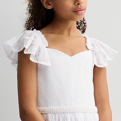 Girls 7-16 Bonnie Jean Lace Flutter Communion Dress