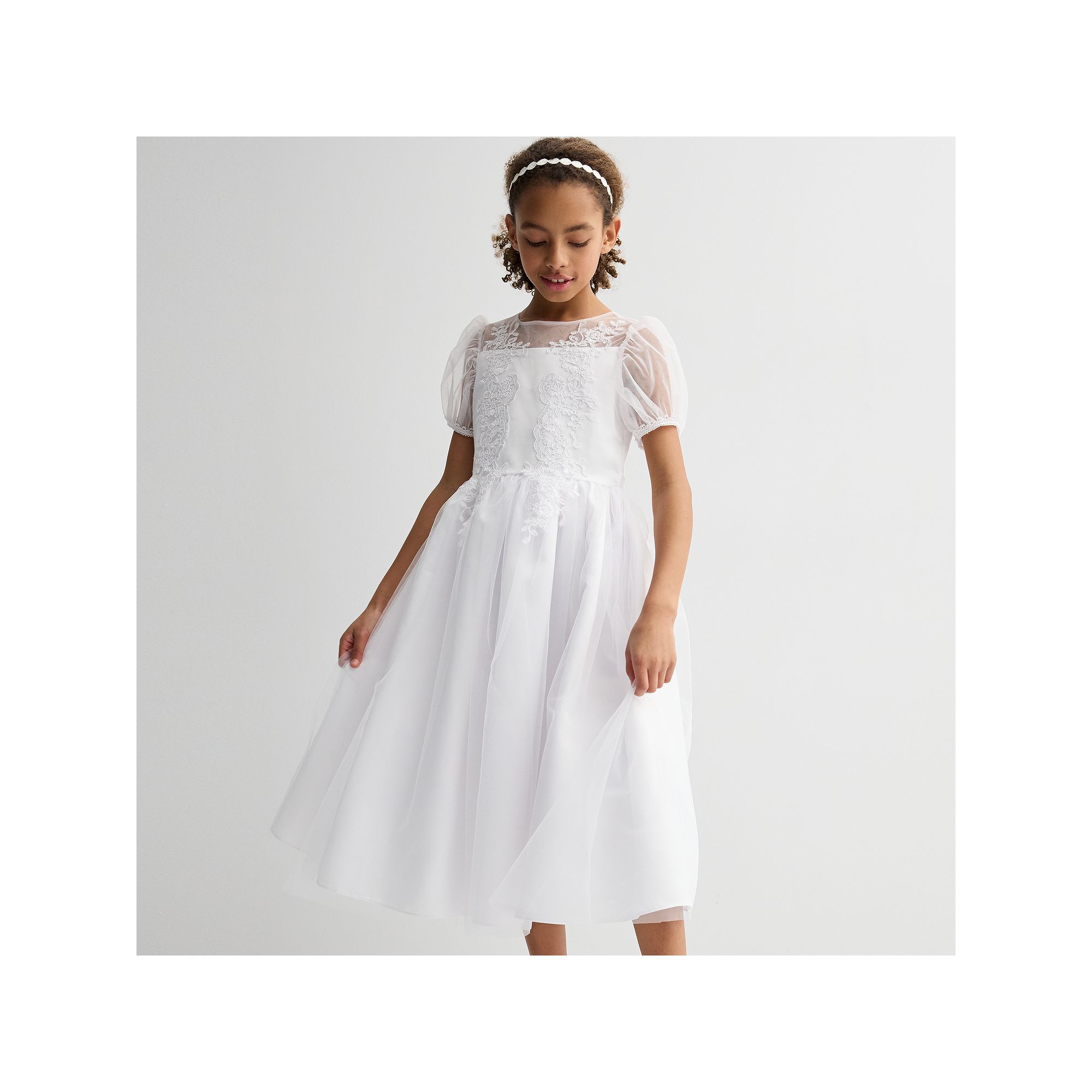Girls 7-16 Bonnie Jean Medallion Communion Dress, Girls, White
