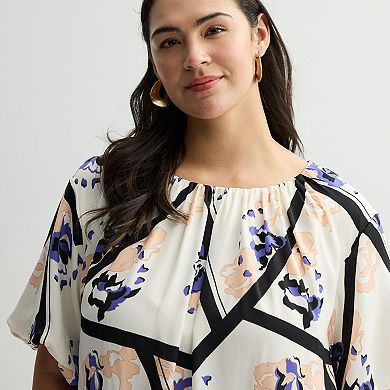 Plus Size Nine West Bubble Hem Blouse