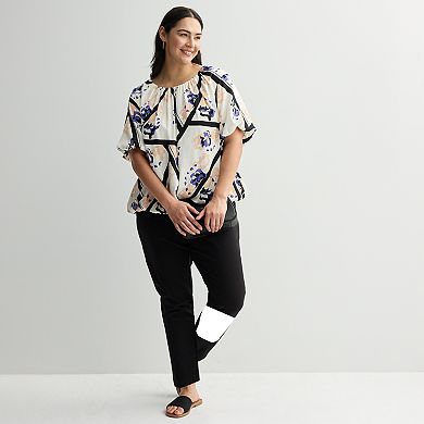 Plus Size Nine West Bubble Hem Blouse