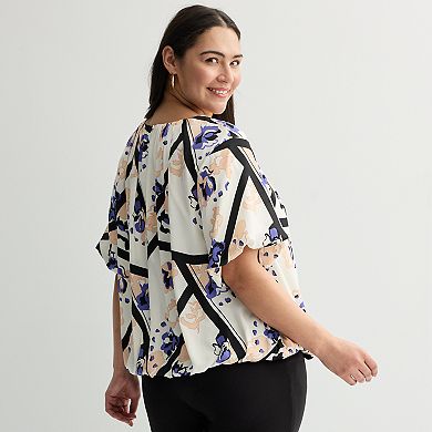 Plus Size Nine West Bubble Hem Blouse