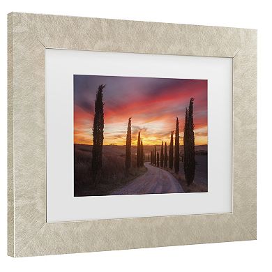 Trademark Fine Art Tuscany Sunset Matted Framed Wall Art